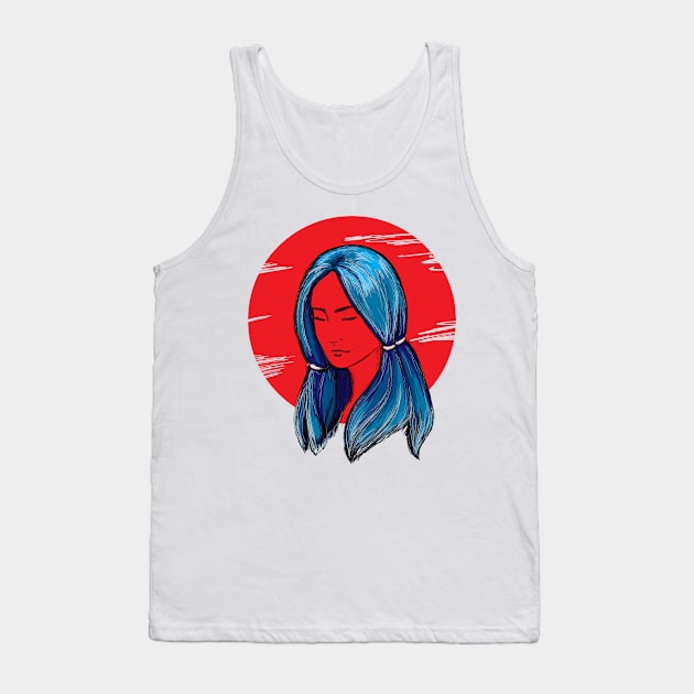 Sad girl with blue hair Tank Top by Olha_Kulbachna